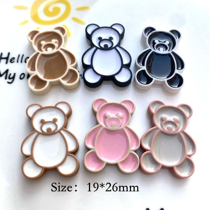 Set 10 Nút Nhựa Hình Gấu Uống Trà Sữa Trang Trí Ốp Điện Thoại