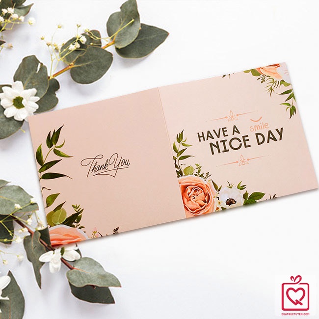 Thiệp vuông gấp Have a Nice day, thiệp ghi lời chúc tặng bạn trai bạn gái các dịp, thiệp trang trí hộp quà
