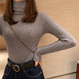 Áo Len Dài Tay Cổ Lọ Họa Tiết Kẻ Sọc Thời Trang Thu Đông