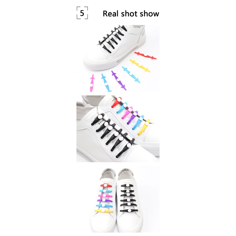 Set 12 Dây Giày Silicone Co Giãn Không Cần Buộc Tiện Lợi Dành Cho Nam Và Nữ