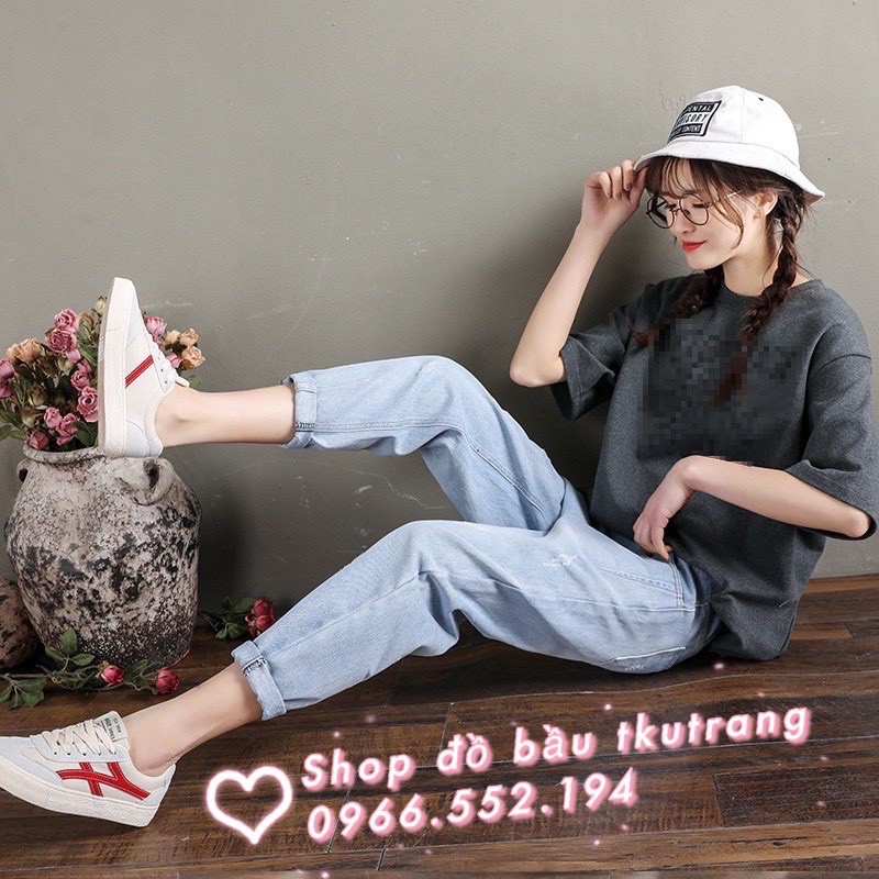 [Giá xưởng] Quần jean bầu cao cấp, ☘️có đáp bụng và chun chỉnh từng thai kỳ☘️Size (S-3Xl)