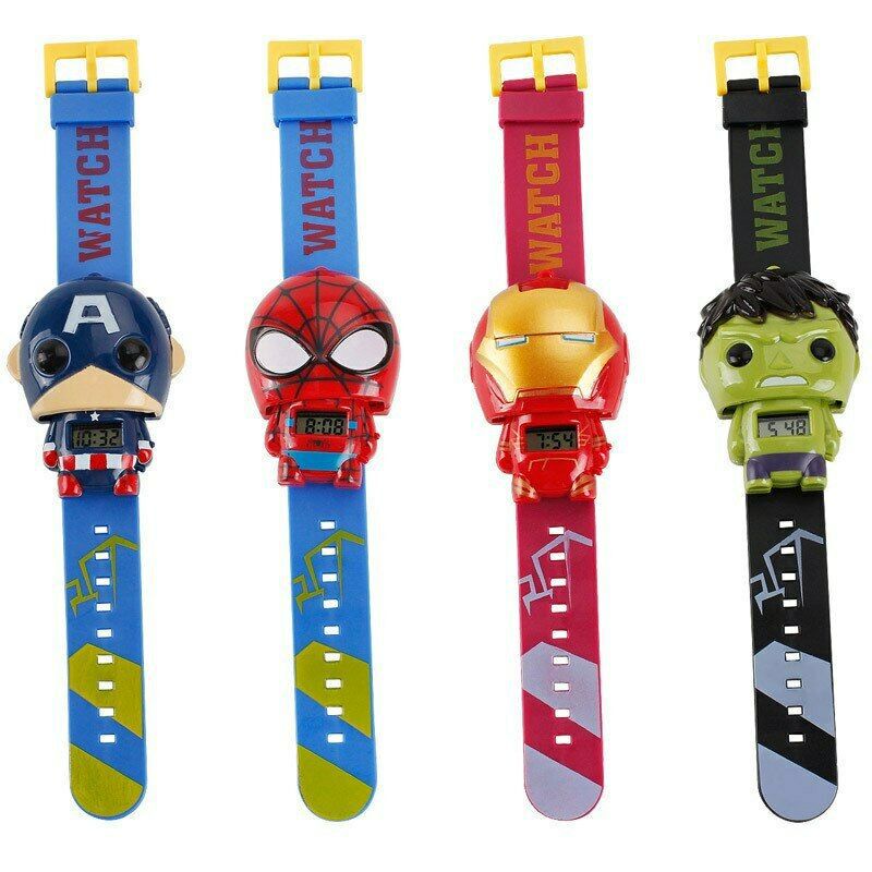 2022 Digital 3d The Avengers Kids Watch Toy Hulk Iron Man Spider Man America Captain  for Kids Boys