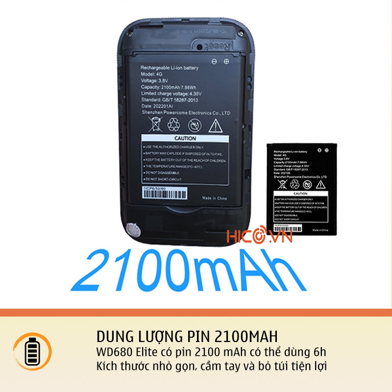 Bộ phát wifi 4G Olax Wd680 elite , MF980U cục phát di động cầm tay, pin 2100mAh, kết nối 10 thiết bị, hàng chính hãng.