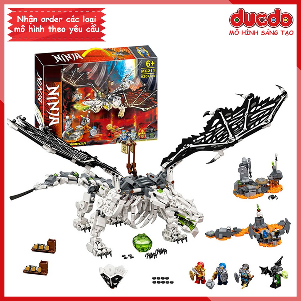 MG211 Lắp ghép Ninjago Rồng Thần Của Phù Thủy Đầu Lâu - Đồ chơi Xếp hình Mô hình Ninja 71721 Skull Sorcerer's Dragon