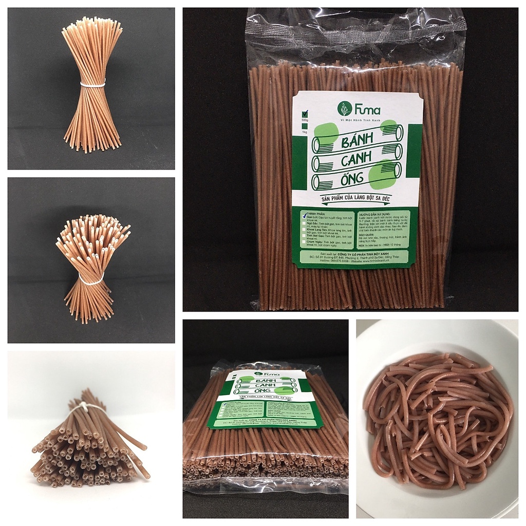 Bánh Canh Ống Gạo Lứt Fuma túi 500gr - 100% từ gạo lứt huyết rồng, tinh bột khoai mì - SẢN PHẨM CỦA LÀNG BỘT SA ĐÉC
