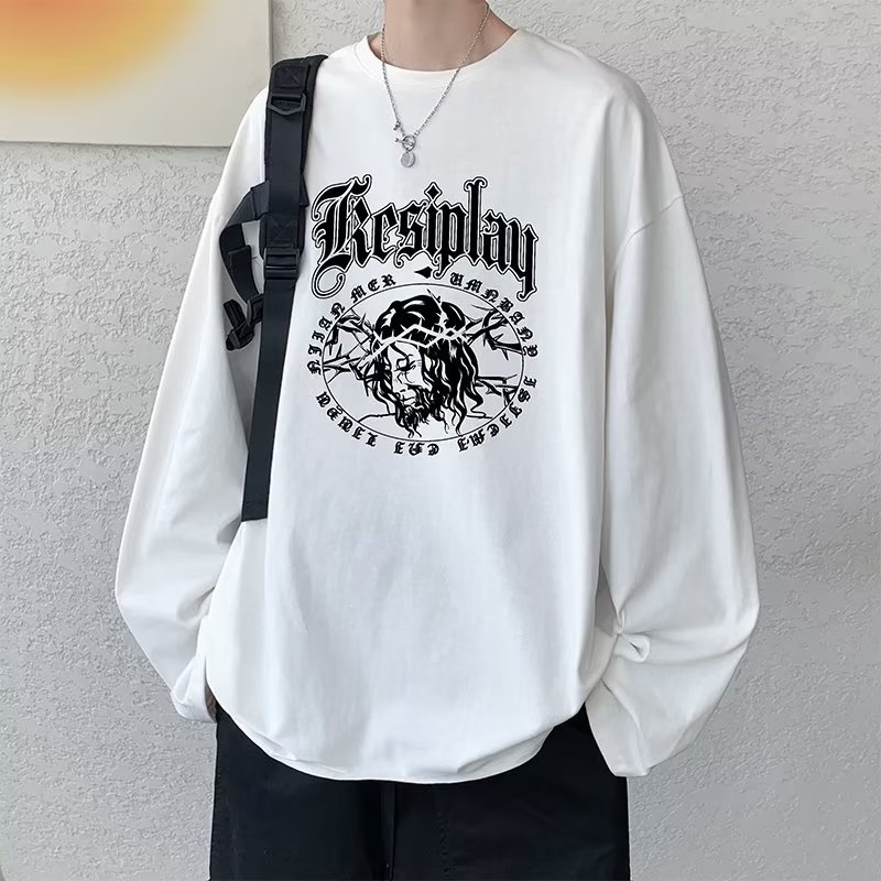 Áo Thun Tay Dài Dáng Rộng In Họa Tiết Hoạt Hình Phong Cách Hip Hop Nhật Bản Thời Trang Cho Nam Và Nữ size M-5XL