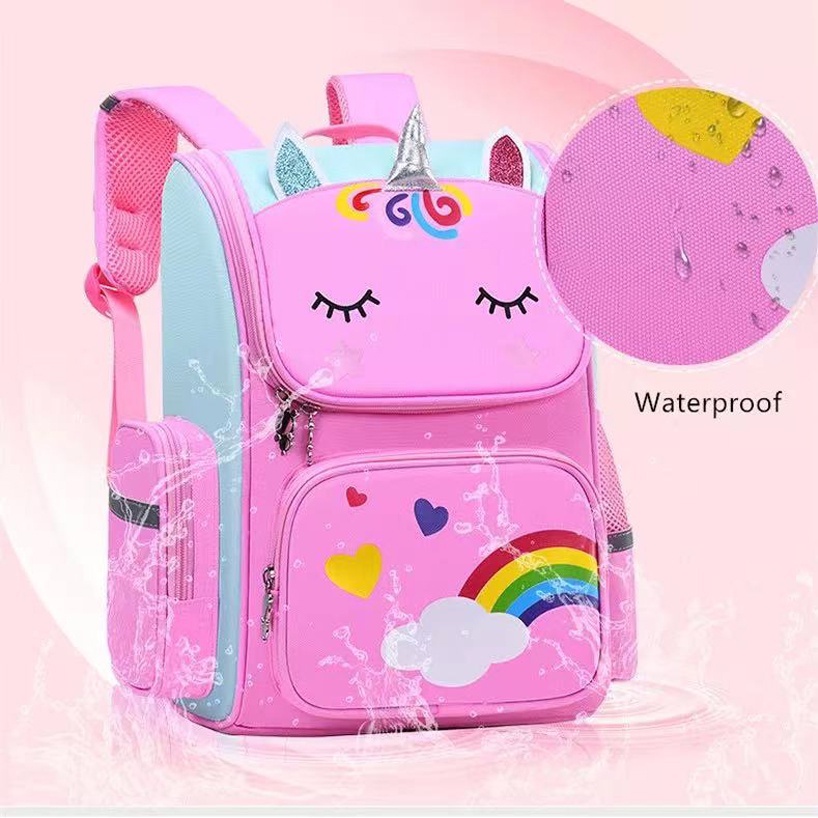 &lt; school backpack&gt; Balo Đi Học Họa Tiết Kỳ Lân Dễ Thương Phù Hợp Cho Học Sinh Tiểu Học