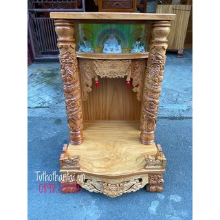 Bàn thờ thần tài ông địa gỗ gõ đỏ 60 x 98cm