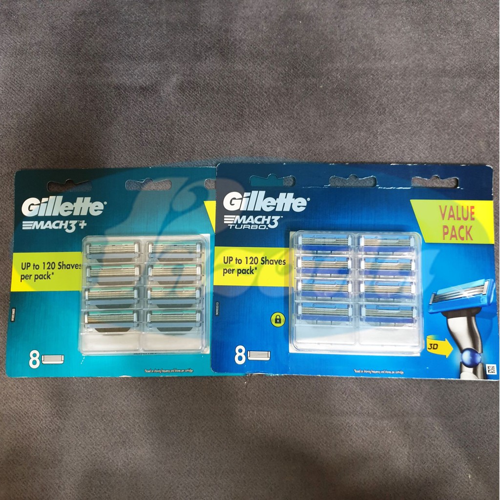 Hộp lưỡi dao cạo râu Gillette Mach3/ Sensitive/ Turbo 3D (Đầu cạo 3 lưỡi kép)