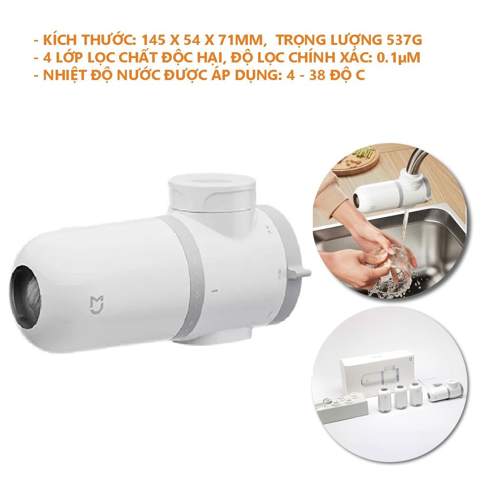 Máy lọc nước mini tại vòi Xiaomi Mijia MUL11,(tặng 4 đầu lọc), màng siêu mịn loại bỏ vi khuẩn trong nước