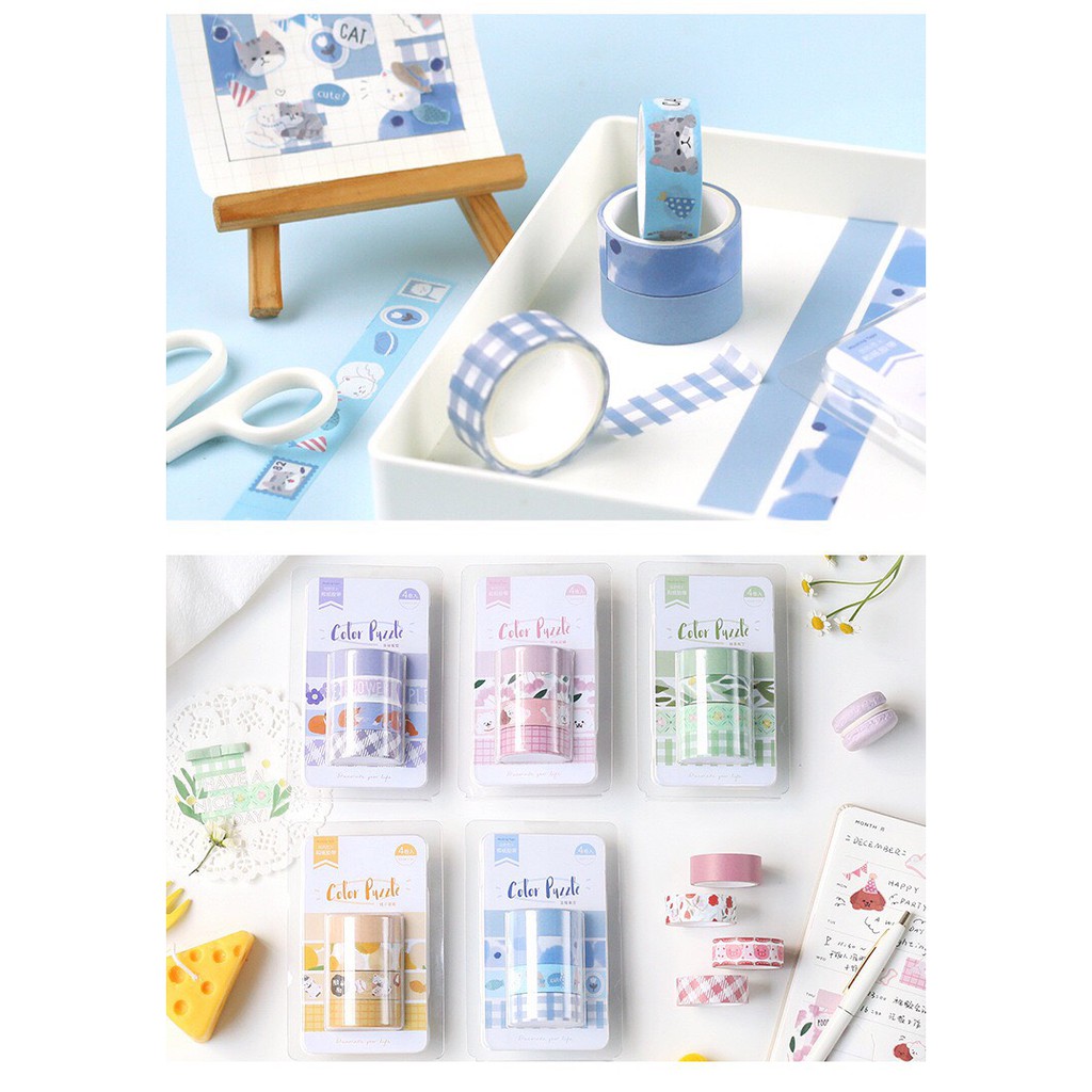 Set 4 cuộn washi tape cute