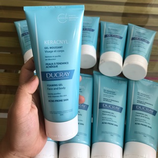 Gel rửa mặt cho da nhờn mụn Ducray Keracnyl Gel Moussant