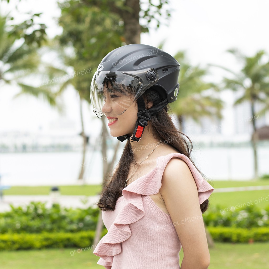 Mũ bảo hiểm nửa đầu có kính GRO HELMET st22 kiểu dáng thể thao cho nam nữ