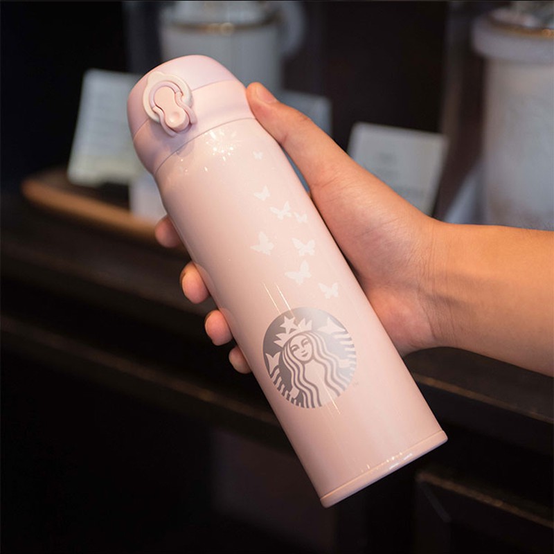 Bình giữ nhiệt Starbucks Hồng nắp bật - Anniversary Collection Butterfly Pink - 500ml - Hàng Nội Địa Trung