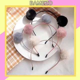 Băng đô tai gấu cho bé gái Bamezo hàn quốc đáng yêu lông mịn BD26