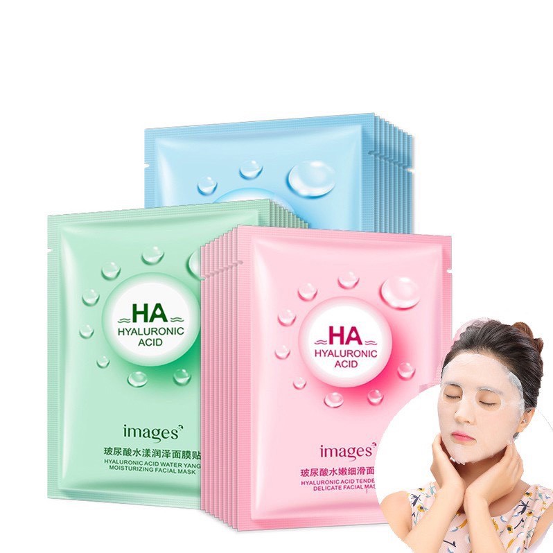 Mặt nạ giấy HA Images Hyaluronic Acid Facial Mask dưỡng trắng cấp ẩm hàng nội địa Trung