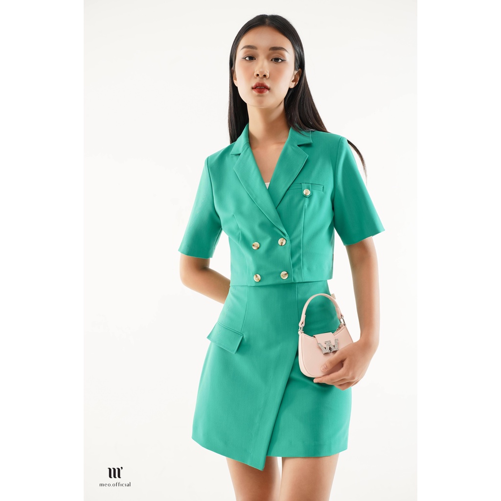 Set blazer nữ Méo shop dáng croptop ngắn tay áo vest phong cách công sở | WebRaoVat - webraovat.net.vn