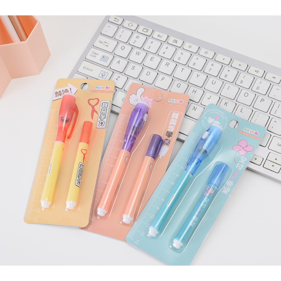 Set 02 Bút viết tàng hình có đèn soi chất lượng cao