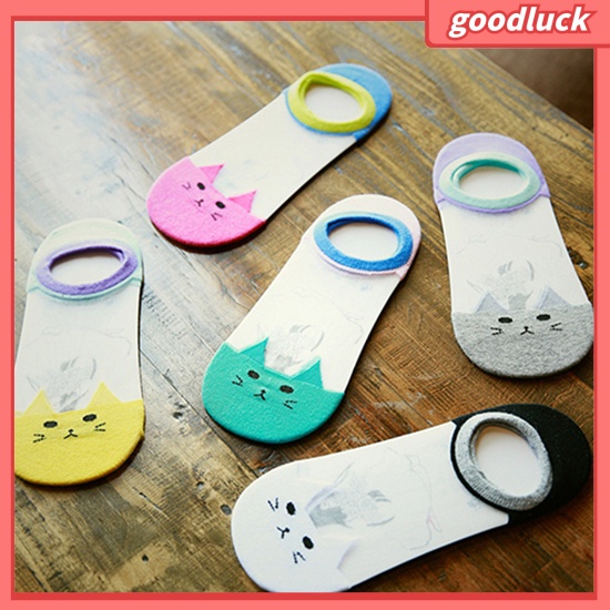 Vớ Thuyền Trong Suốt In Hình Mèo Đáng Yêu Cho Nữ