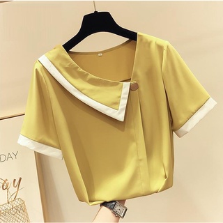 ÁO KIỂU NỮ CỔ ĐẮP CHÉO PHỐI NÚT TAY LOE_[Giá gốc tận xưởng]