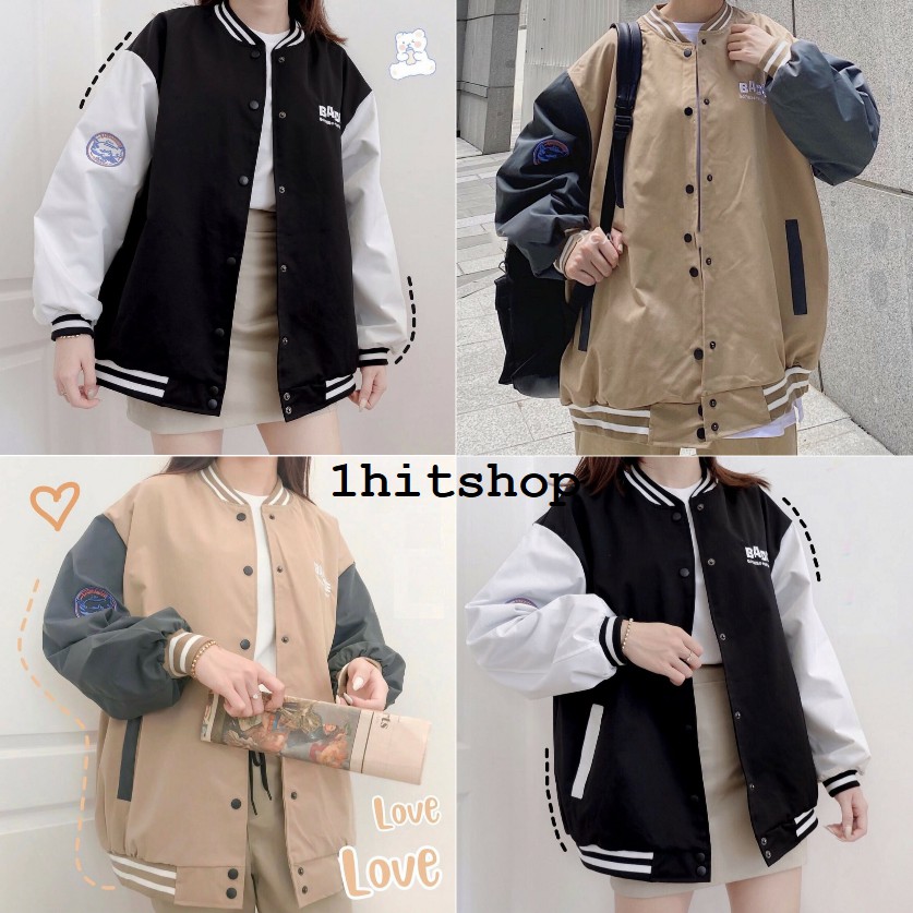 [Mã WASTMAY giảm 15% tối đa 30K đơn 150K] Áo khoác BOMBER BAD.GE Màu Ulzzang Unisex 1hitshop