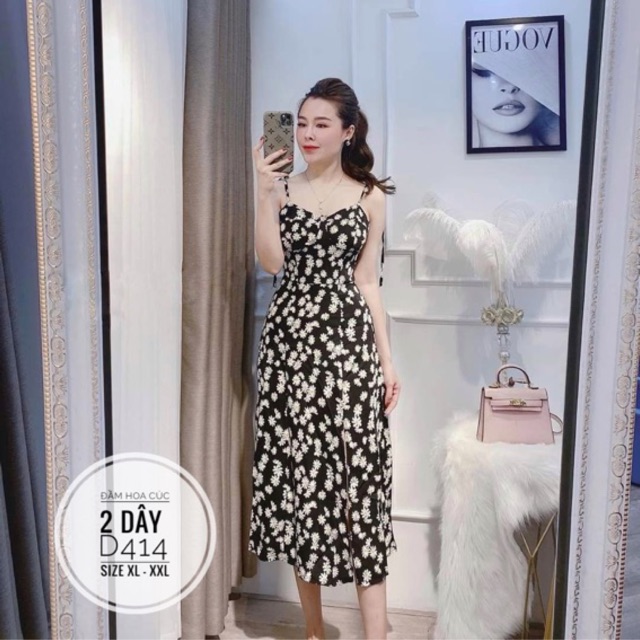 Bigsize Đầm hoa cúc 2 dây D414