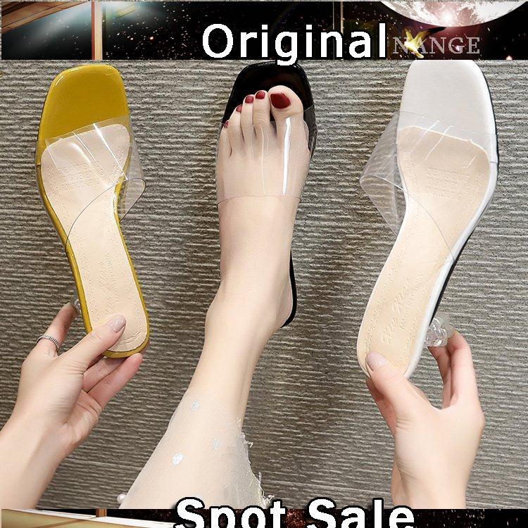 COM 2021 giày cao gót nữ pha lê và trong suốt thời trang mới