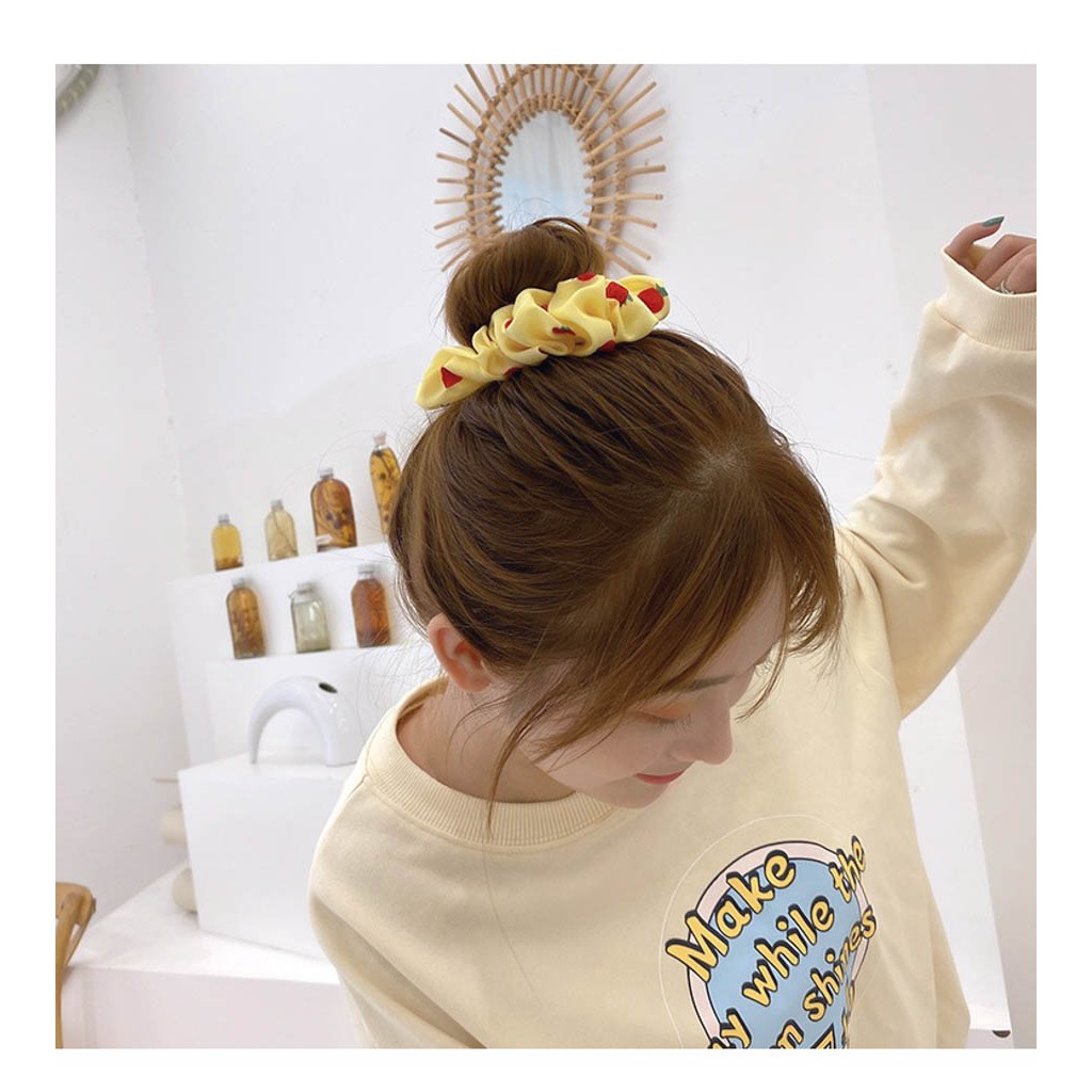 Dây Buộc Tóc Scrunchies Vải Voan Trái Dâu Cute Buta Sc11