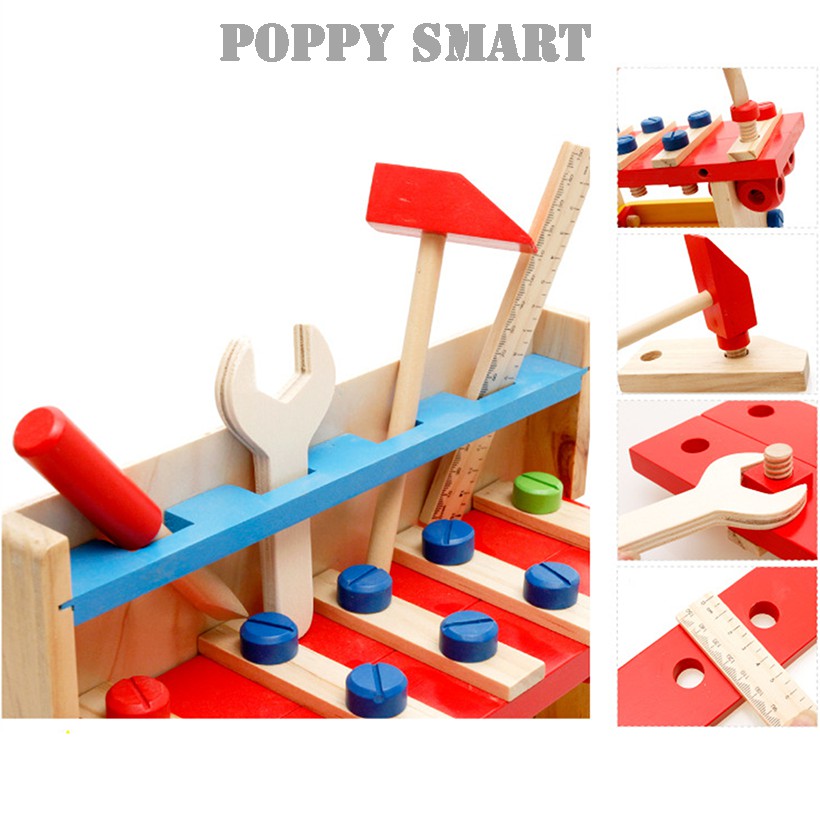 Bộ Đồ Chơi Dụng Cụ Sửa Chữa Cơ Khí Cho Bé Bằng Gỗ An Toàn, Bộ Cơ Khí Bé Trai Montessori