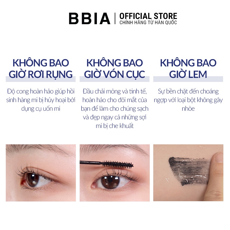 Mascara Làm Tơi Mi, Chống Trôi Bbia Never Die Mascara Slim(3g ) 01 Black Fit Bbia Official Store