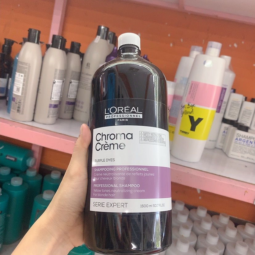 Dầu gội tím khử vàng L'oréal Chroma Crème Purple Dyes Shampoo 300ml