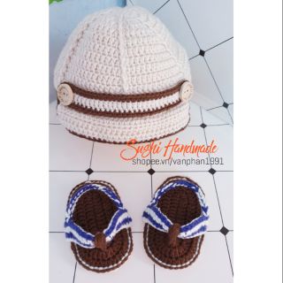 Set Nón + Giày móc len Handmade
