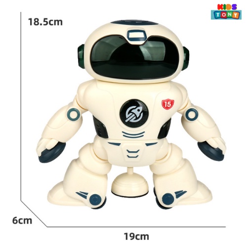 Robot xoay 360 độ có nhạc và đèn vui nhộn,robot nhảy múa khiêu vũ âm nhạc chạy pin duy chuyển thông minh Tony kids RB02