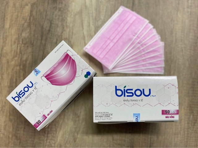 [Chính hãng] khẩu trang y tế bisou đủ màu 4 lớp - hộp 50c | BigBuy360 - bigbuy360.vn