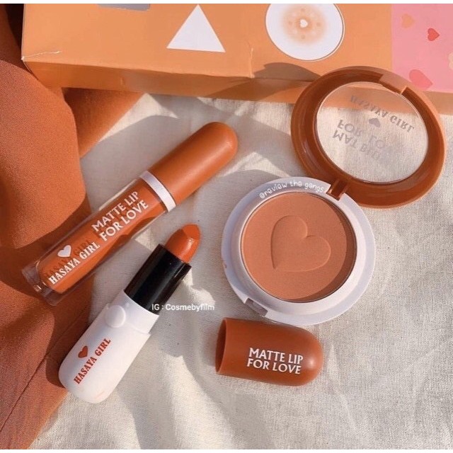 🍭 Set Make-up Trang Điểm 3 Món Hasaya Girl Tone Cam Đào Xinh Lắm Luôn, Son kem+ Son Sáp + Phấn Má - Y213 | BigBuy360 - bigbuy360.vn