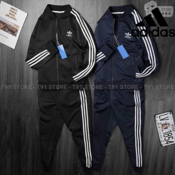bộ thể thao nam adidas cao cấp 3 sọc dày dặn chống nhăn đi tập gym bigsize (40 - 100kg) 2022 Đẹp