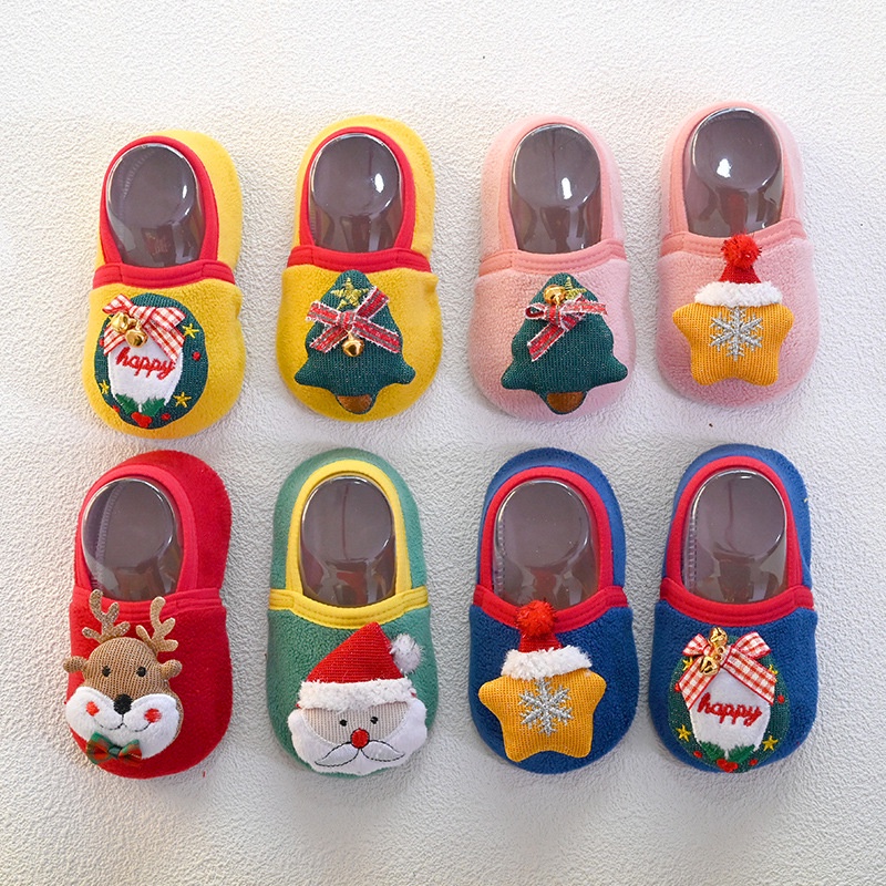 Giày Chống Trượt Hình Ông Già Noel Hoạt Hình Cho Bé 1-4 Tuổi