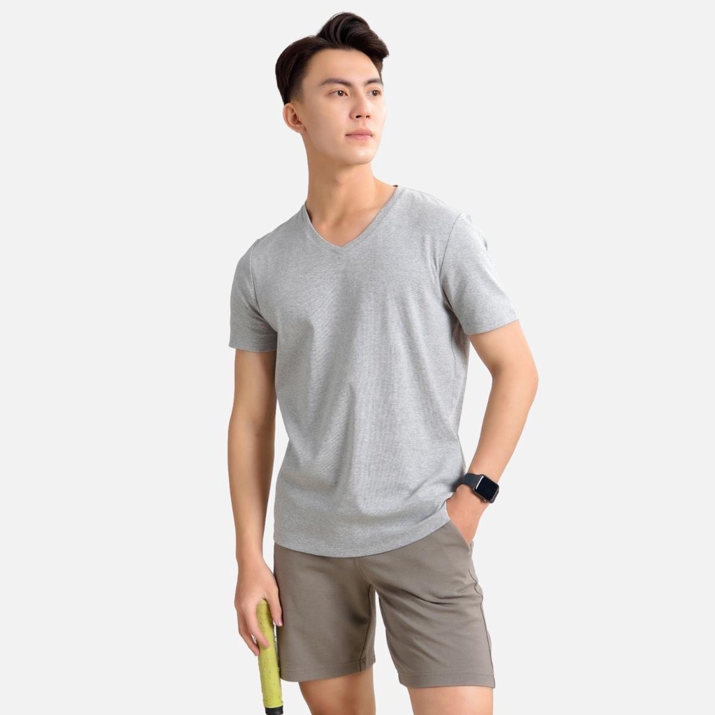 Áo thun nam cổ tim CIZA vải cotton co giãn mặc thoáng mát thấm hút mồ hôi size S M L XL ATNY02