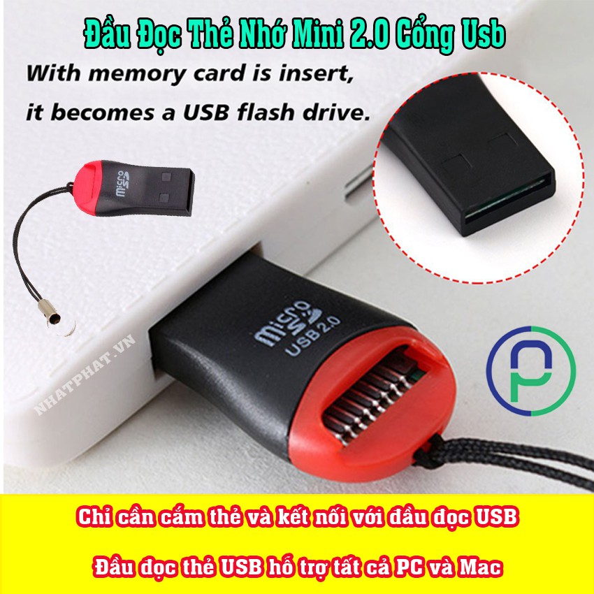 Đầu Đọc Thẻ Nhớ Mini 2.0 - Micro SD - TF 2 in 1