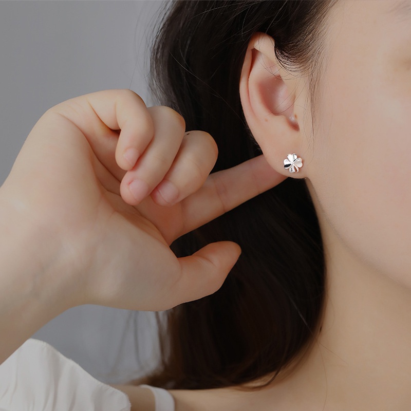 Khuyên tai bạc s925 hình cỏ bốn lá/cánh bướm nhiều kiểu dáng thời trang Hàn Quốc tuỳ chọn cho nữ