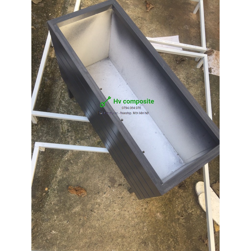 Chậu trồng cây composite màu ghi sẫm