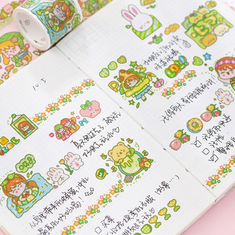Bộ 20 cuộn băng keo washi in họa tiết hoạt hình xinh xắn dùng trang trí