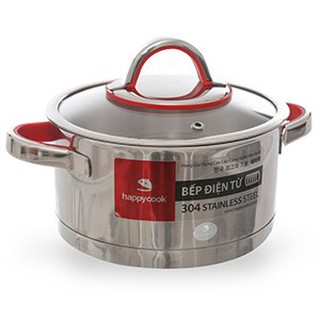 Hàng chính hãng - Nồi Inox cao cấp 3 đáy nắp kiếng HAPPY COOK ARIES 20cm HC-20AR