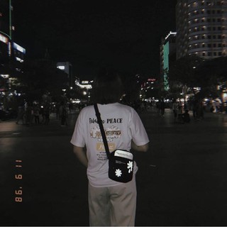 Túi Vuông BAMA Đen in Hoa Phản Quang