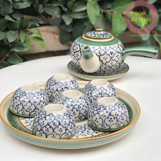 Bộ ấm trà hoàng cung Bát Tràng men cổ cao cấp