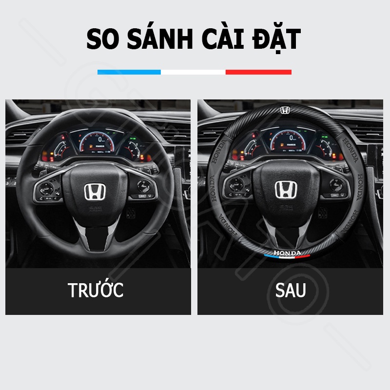 GTIOATO BọC Vô LăNg Da Bọc Vô Lăng Ô Tô BọC Vô LăNg Cacbon Vô LăNg Xe Ô Tô Trang Trí NộI ThấT Ô Tô Phụ KiệN Xe HơI Cho Honda City Brio Civic Jazz CRV HRV Accord