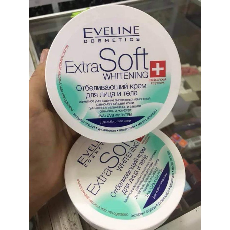 Kem dưỡng trắng da giữ ẩm chống nẻ Eveline Extra Soft Whitening Nga 200ml