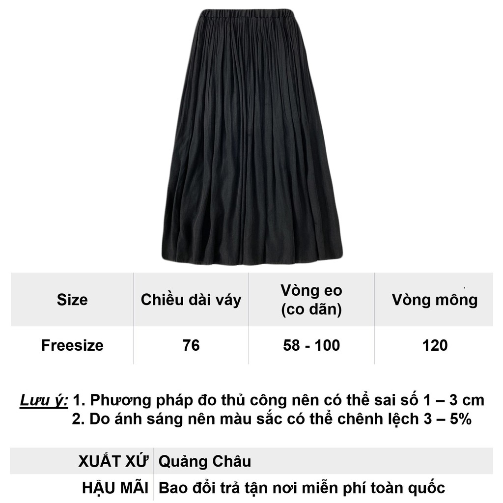 Chân váy dài nhún 2 lớp Ulzzang phong cách Hàn Quốc Freesize