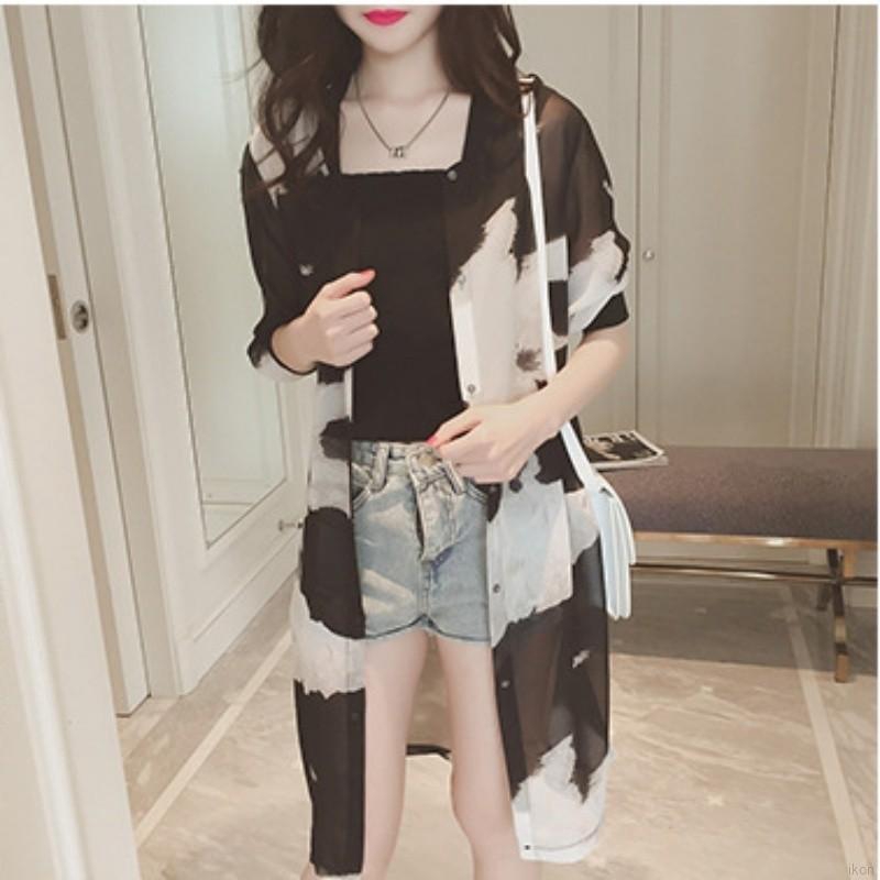 Áo khoác cardigan họa tiết hoa thiết kế dáng rộng phong cách Bohomian