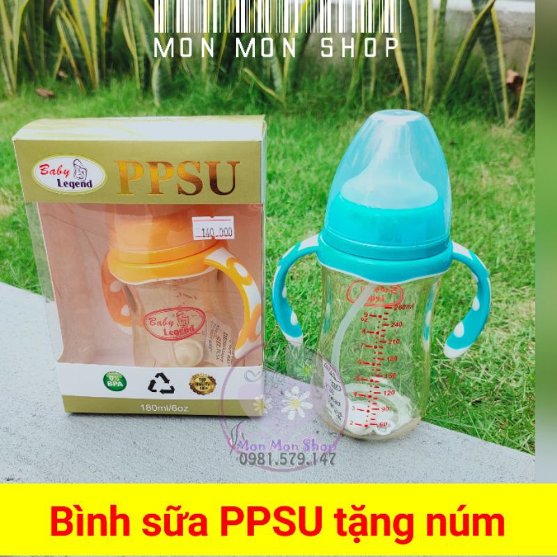 (Mua 1 tặng 1) - Bình sữa PPSU Baby Legend núm siêu mềm chống sặc 150ml/240ml/180ml/260ml tương thích máy Avent Spectra